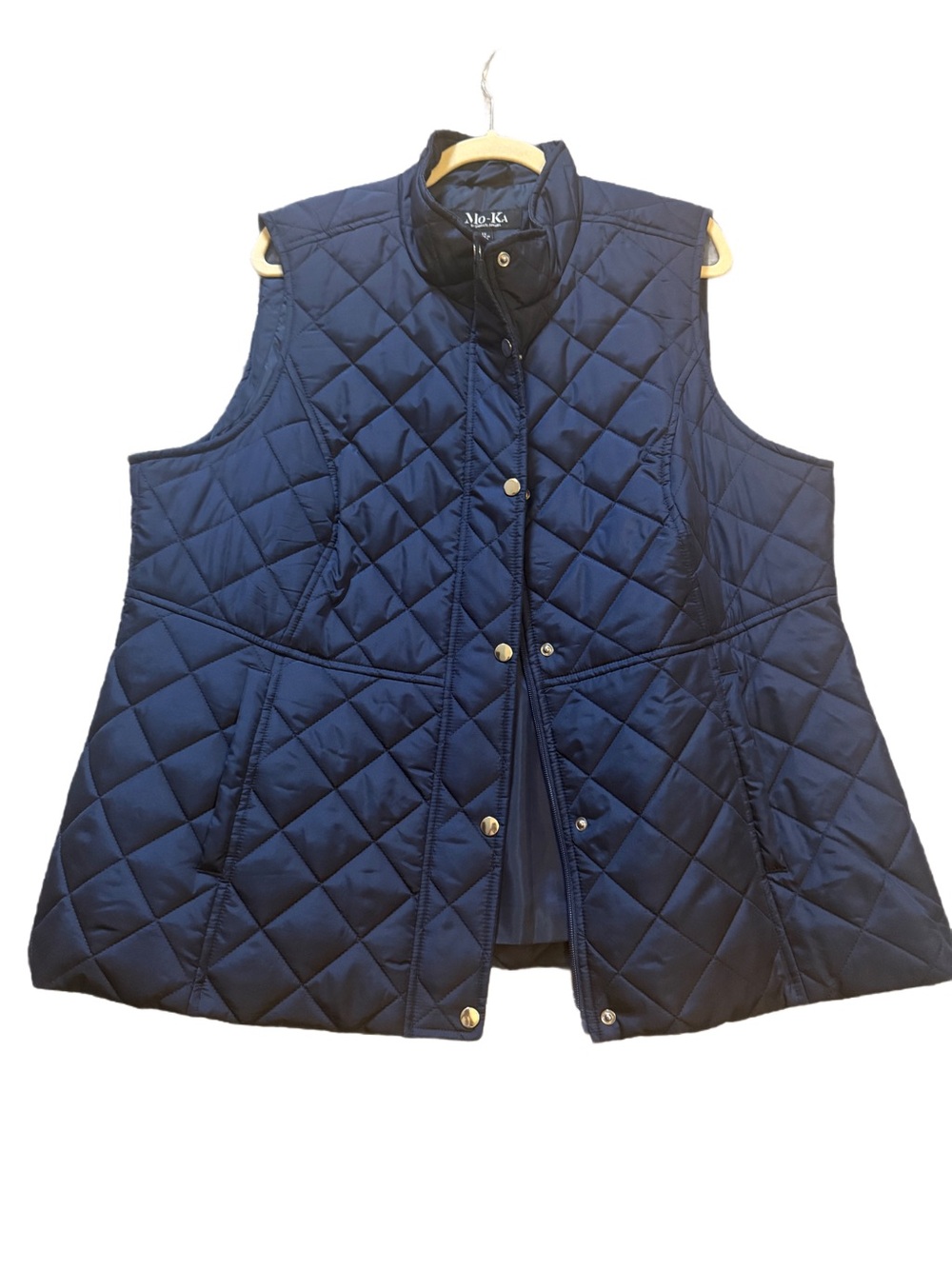 Navy Quilted Vest with Snap Front